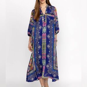 Johnny Was Demarne Xyla Silk MIDI Dress Size Medium